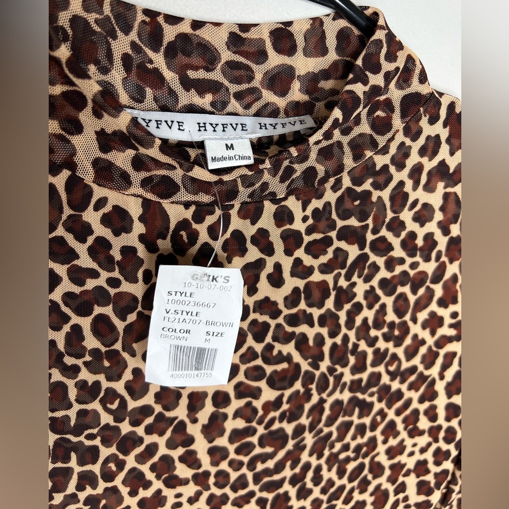 NWT - Hyfve sheer leopard mock neck mini dress. Long sleeves. Size medium. - Picture 3 of 4